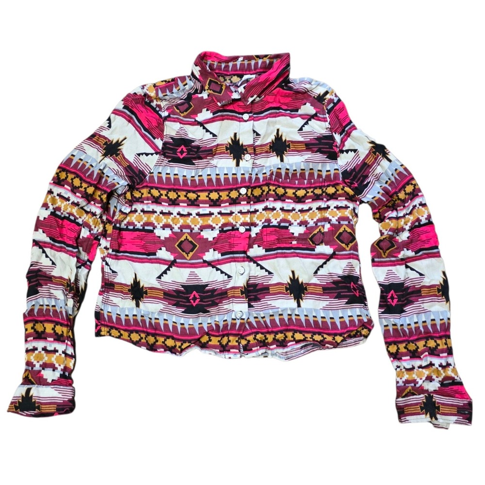 The Red Kat Vintage Southwestern Aztec Print Button Down Long Sleeve‎ Top Size 8